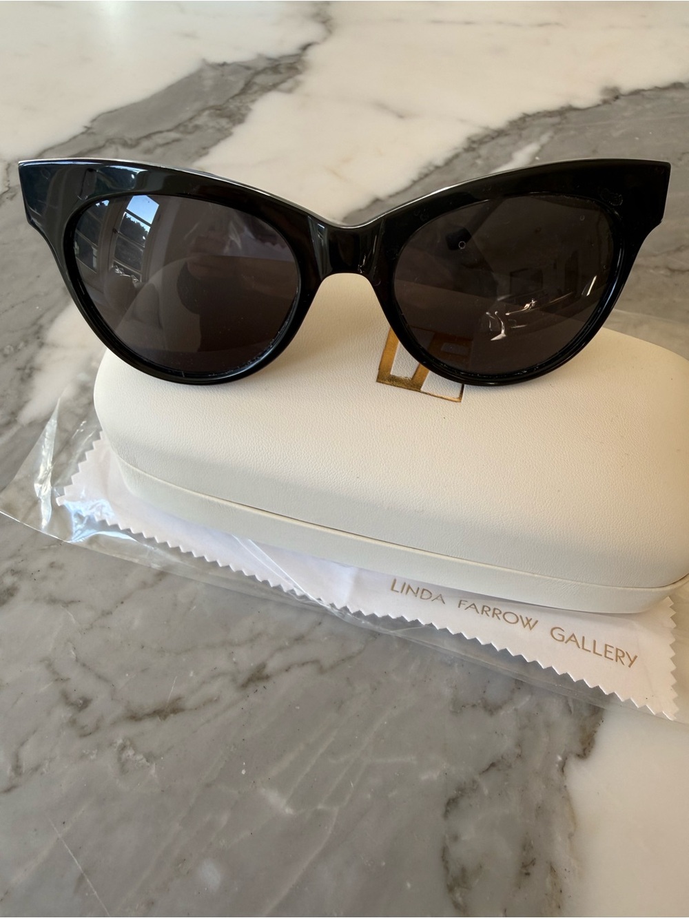 Linda Farrow for The Row Glossy Black Cat-Eye Sunglasses